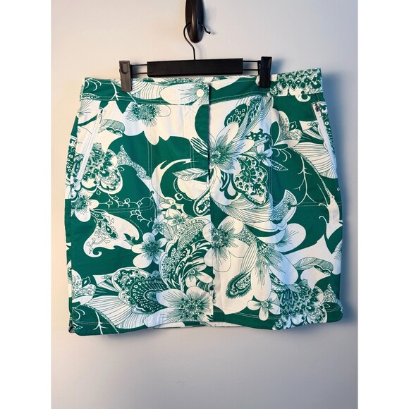 Talbots Pants - Talbots Green White Floral Skirt Womens Size 16 Golf Tennis Stretch Zip Pockets